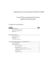 Document preview: Instructions for DEP Form 62-710.901(6) Used Oil Processing Facility Permit Application - Florida
