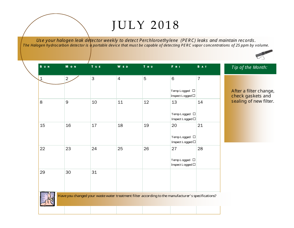 Perchloroethyle Dry Cleaner Compliance Calendar - Florida, Page 17