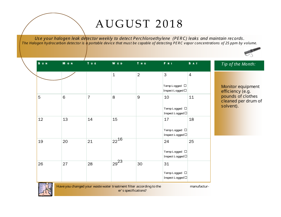 Perchloroethyle Dry Cleaner Compliance Calendar - Florida, Page 19