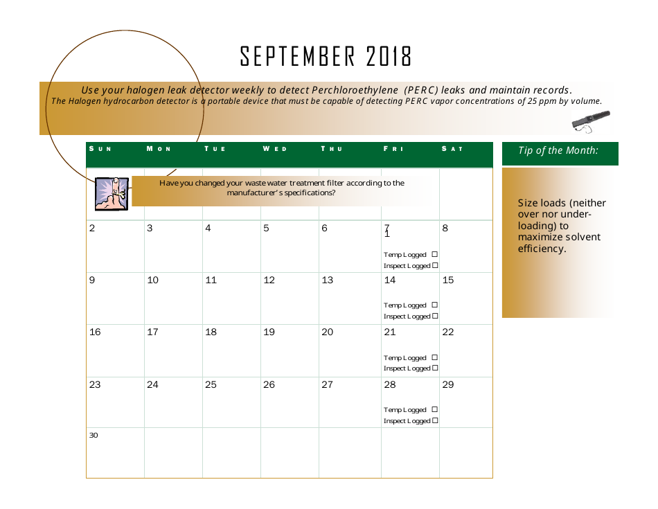 Perchloroethyle Dry Cleaner Compliance Calendar - Florida, Page 21