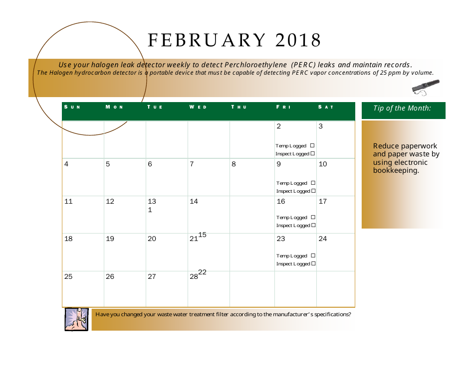 Perchloroethyle Dry Cleaner Compliance Calendar - Florida, Page 7