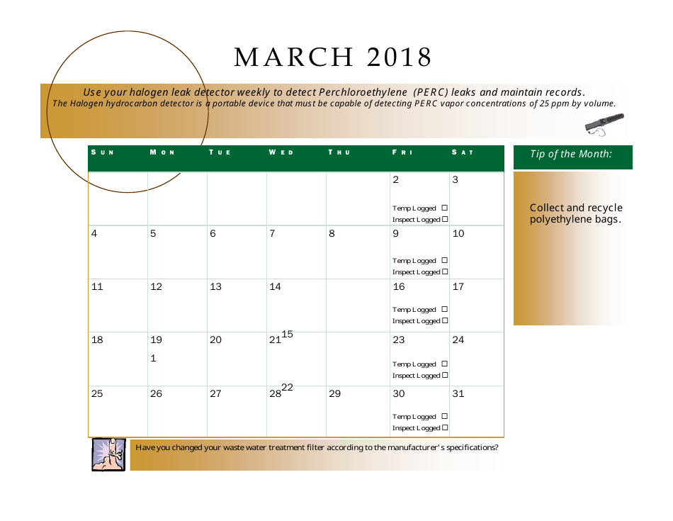 Perchloroethyle Dry Cleaner Compliance Calendar - Florida, Page 9