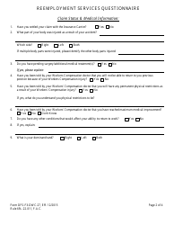 Form DFS-F3-DWC-27 &quot;Reemployment Services Questionnaire&quot; - Florida, Page 2