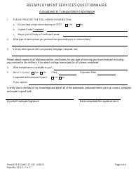 Form DFS-F3-DWC-27 &quot;Reemployment Services Questionnaire&quot; - Florida, Page 4