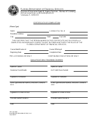 Document preview: Form DFS-H2-1668 Certificate of Completion - Florida