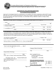 Form DFS-H2-376 &quot;Application for Life License and Appointment - U.S. Foreign Military Installation&quot; - Florida