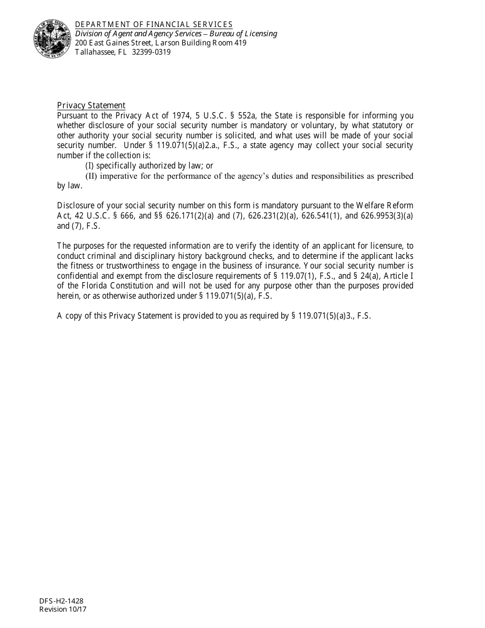 Form DFS-H2-1428 - Fill Out, Sign Online and Download Fillable PDF ...