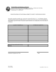 Form DFS-H2-569 &quot;Registration of Fraternal Benefit Society Representatives&quot; - Florida