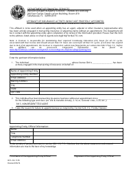Form DFS-H2-1105 &quot;Affidavit of Insurance Activity While Not Properly Appointed&quot; - Florida