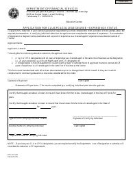 Form DFS-H2-1109 &quot;Application for Clu/Cpcu/College Degree + Experience Status&quot; - Florida