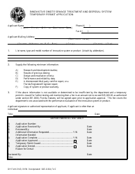 Form DH3143 &quot;Innovative Onsite Sewage Treatment and Disposal System Temporary Permit Application&quot; - Florida