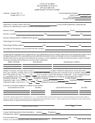 Form DH4066 &quot;Application for Maintenance Service Permit&quot; - Florida