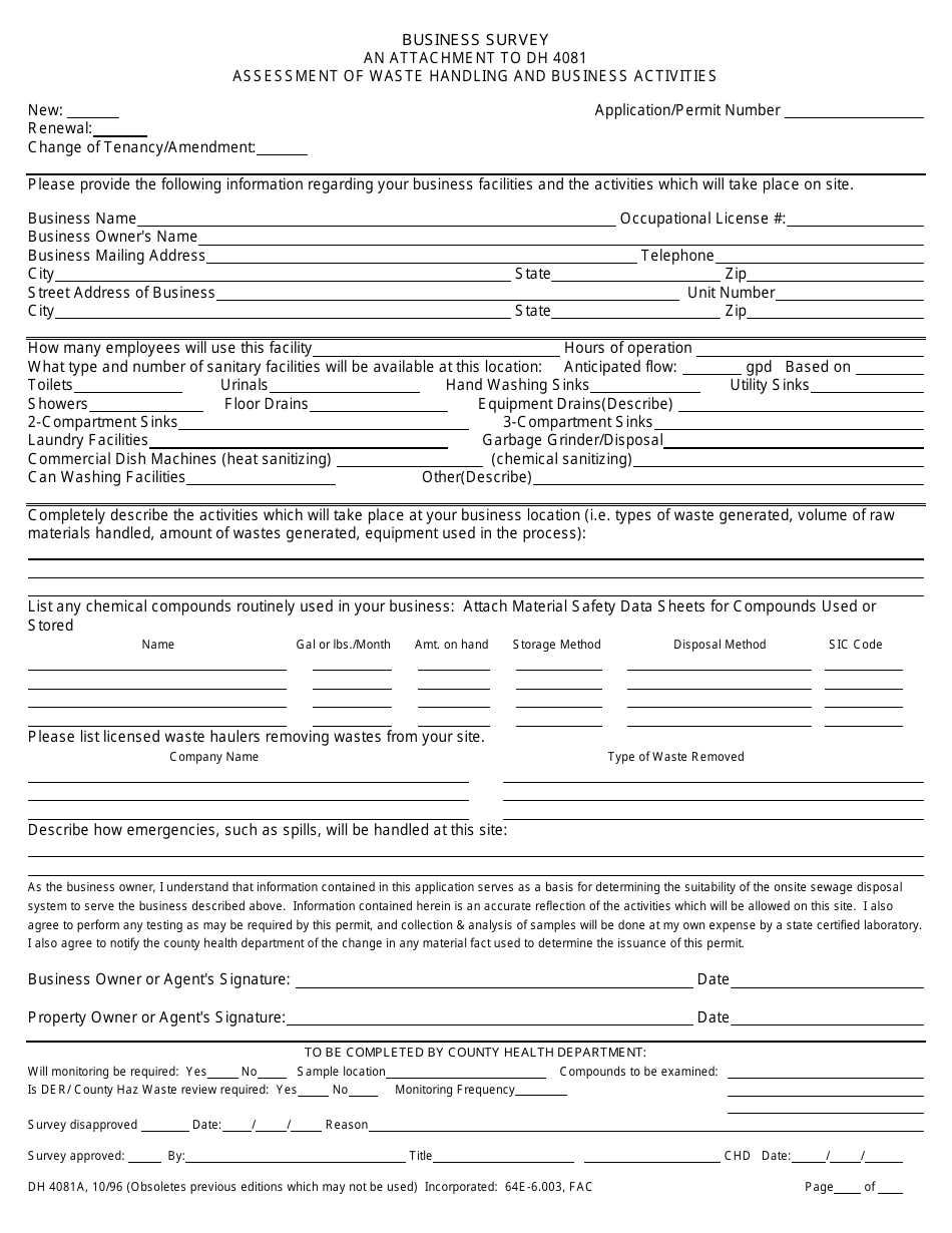 Form DH4081 - Fill Out, Sign Online and Download Printable PDF, Florida ...