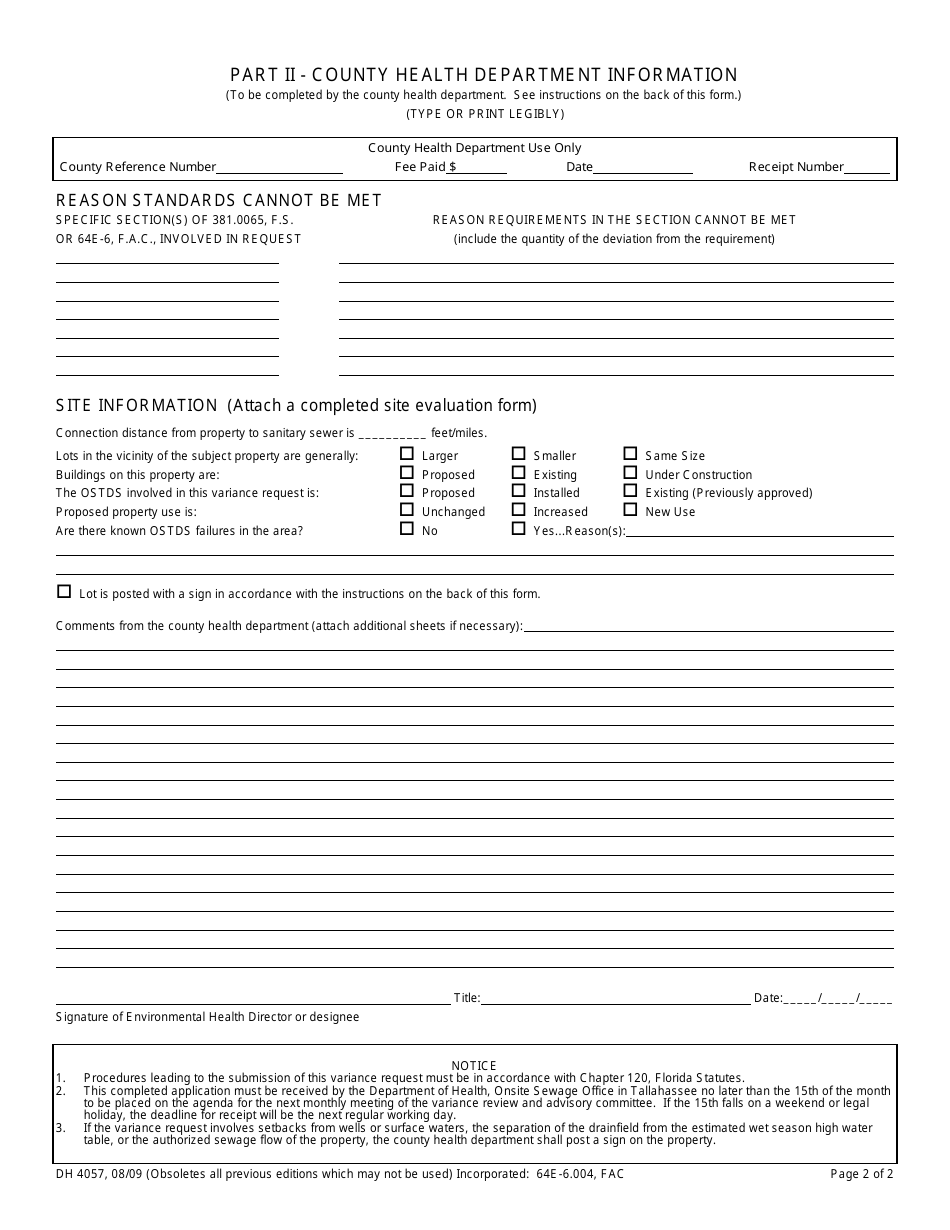 Form DH4057 Download Printable PDF or Fill Online Application for ...