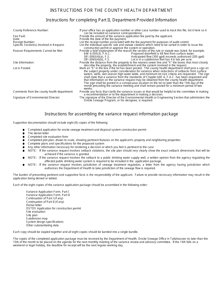Form DH4057 Application for Variance From Chapter 64e-6, Fac - Florida, Page 4