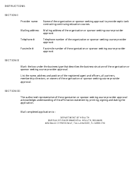 Form DH4116 Application for Septic Tank Contracting Course Provider - Florida, Page 2