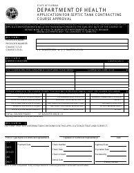Document preview: Form DH4115 Application for Septic Tank Contracting Course Approval - Florida