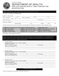 Form DH4075 Application for Septic Tank Contractor Registration - Florida