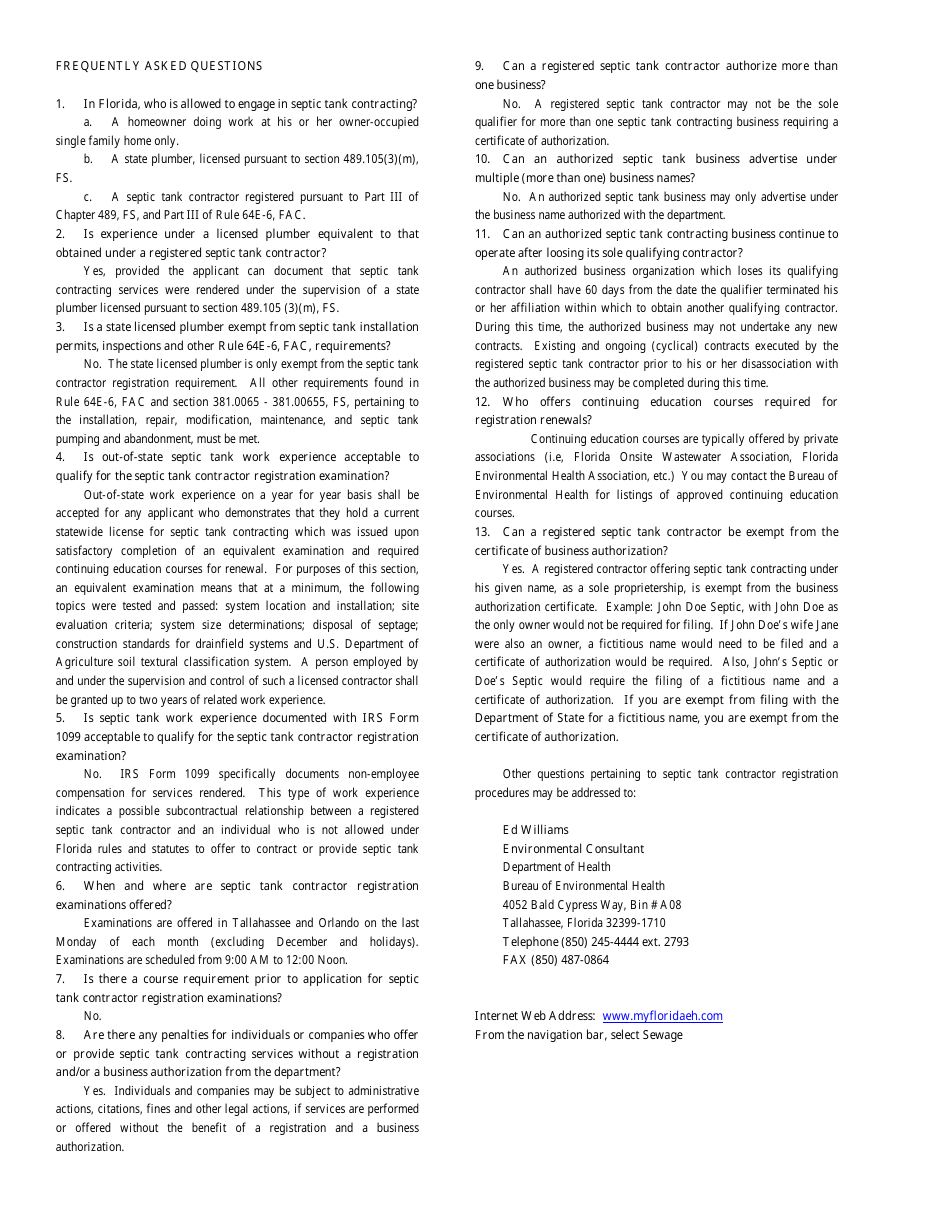 Septic Tank Contractor Registration Packet - Florida, Page 15