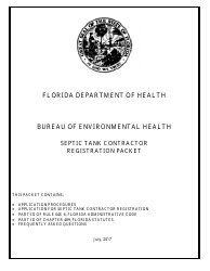 Septic Tank Contractor Registration Packet - Florida