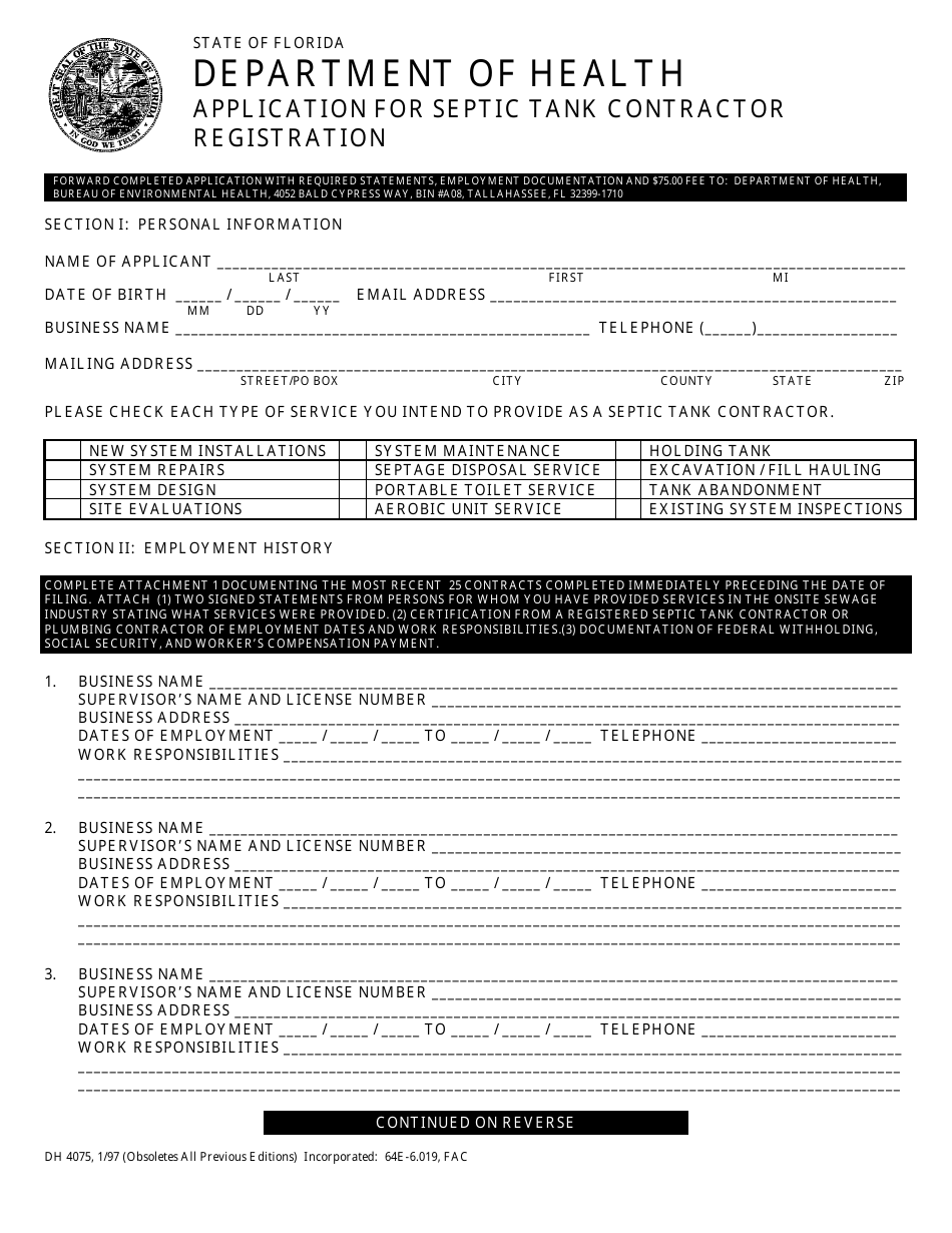 Septic Tank Contractor Registration Packet - Florida, Page 3