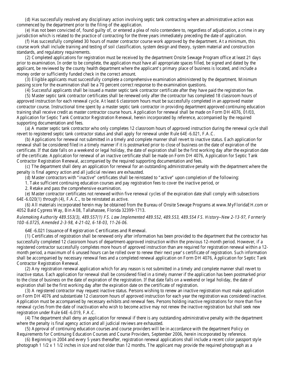 Septic Tank Contractor Registration Packet - Florida, Page 8