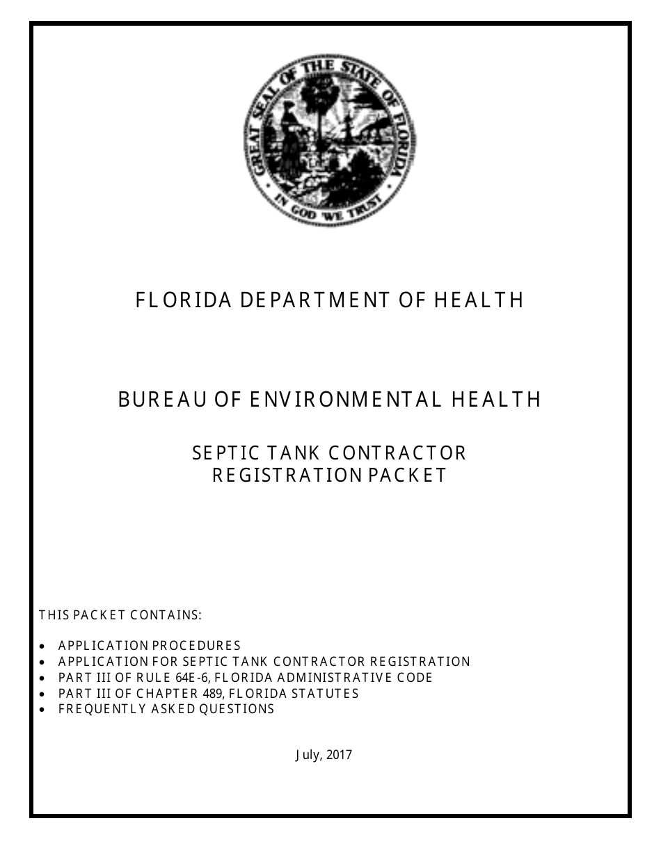 Florida Septic Tank Contractor Registration Packet - Fill Out, Sign ...