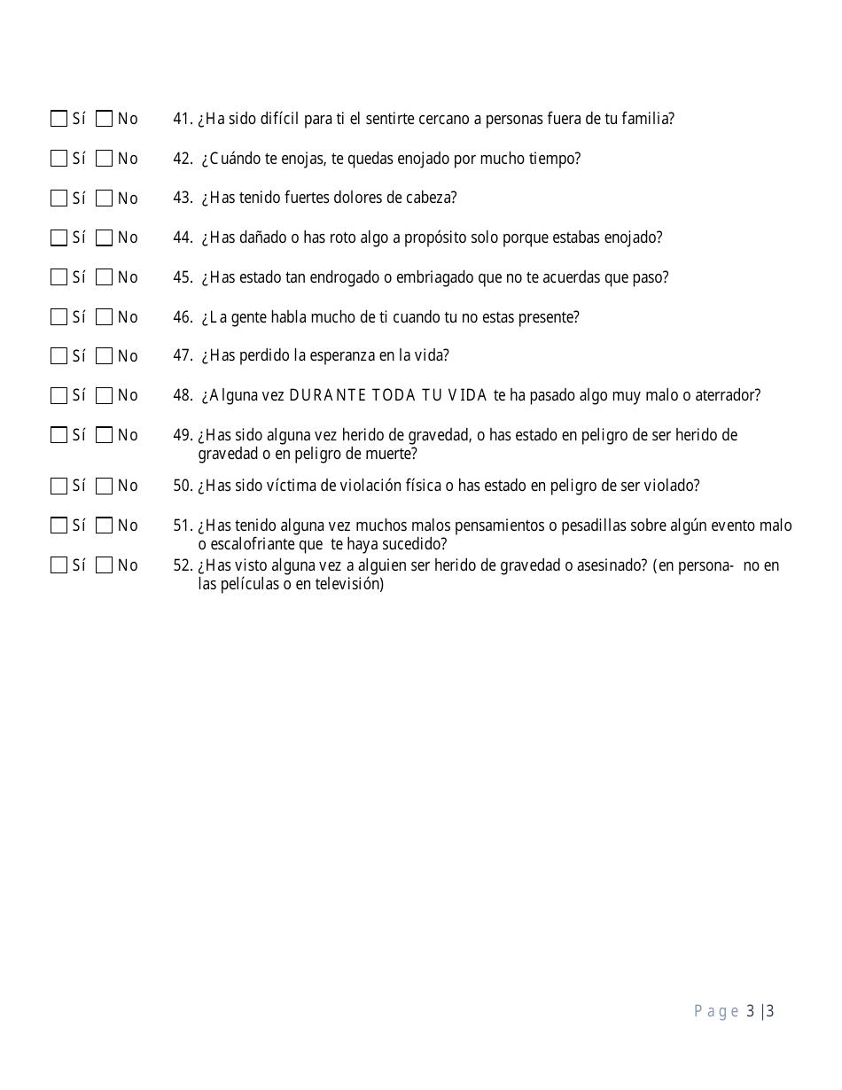 Cuestionario M.a.y.s.i. En Espanol Prueba Preliminar De Deteccion De Abuso De Sustancias Y Salud Mental - Florida (Spanish), Page 3