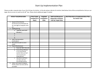 Document preview: Start-Up Implementation Plan Worksheet - Florida