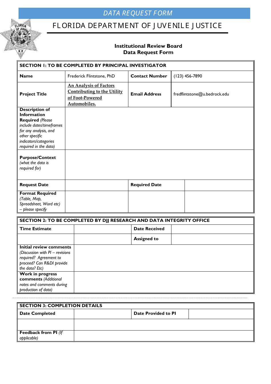 Florida Irb Proposal Document Sample Fill Out Sign Online and