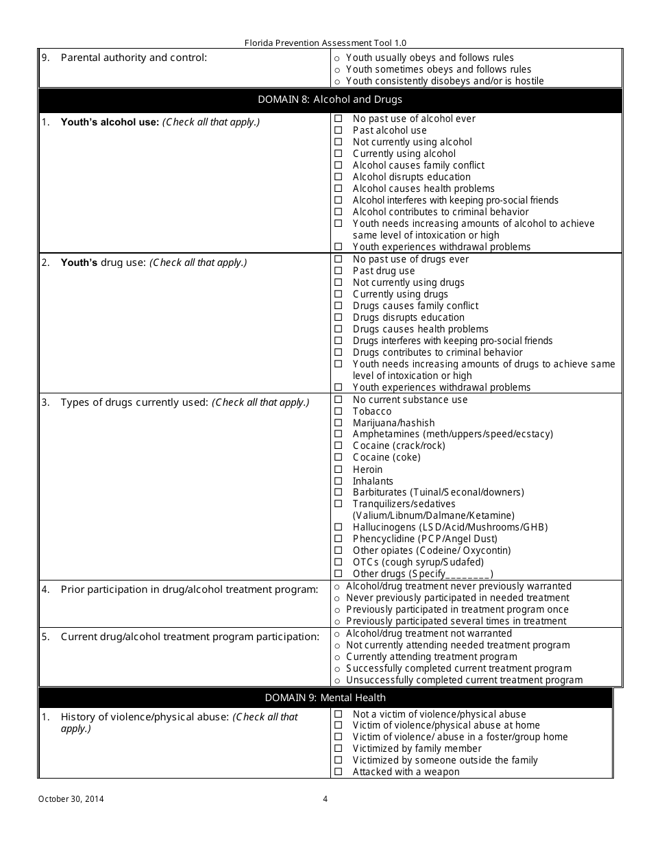 Florida Prevention Assessment Tool - Florida, Page 4