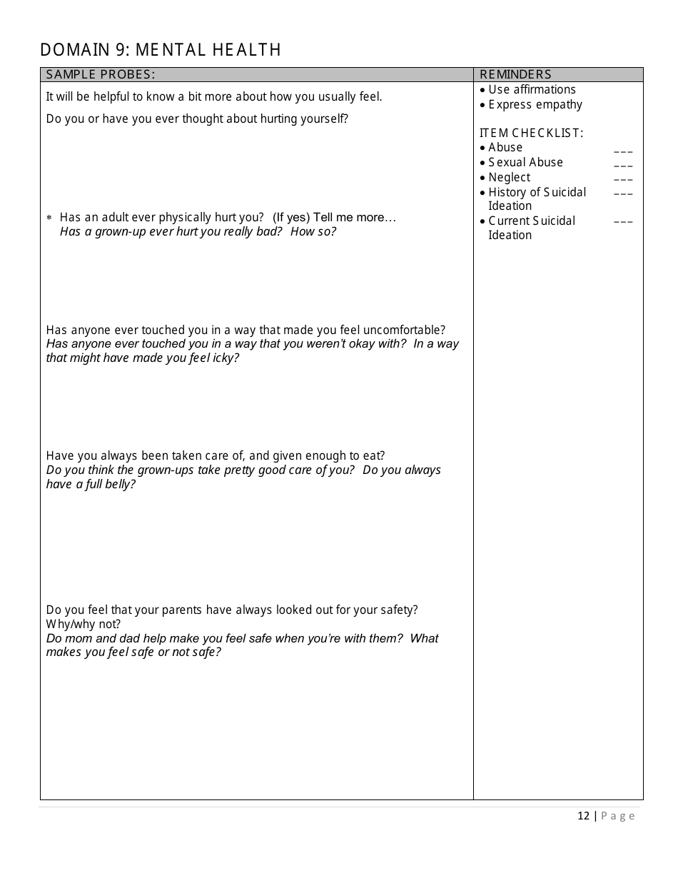 Prevention Assessment Tool - Interview Guide - Florida, Page 12