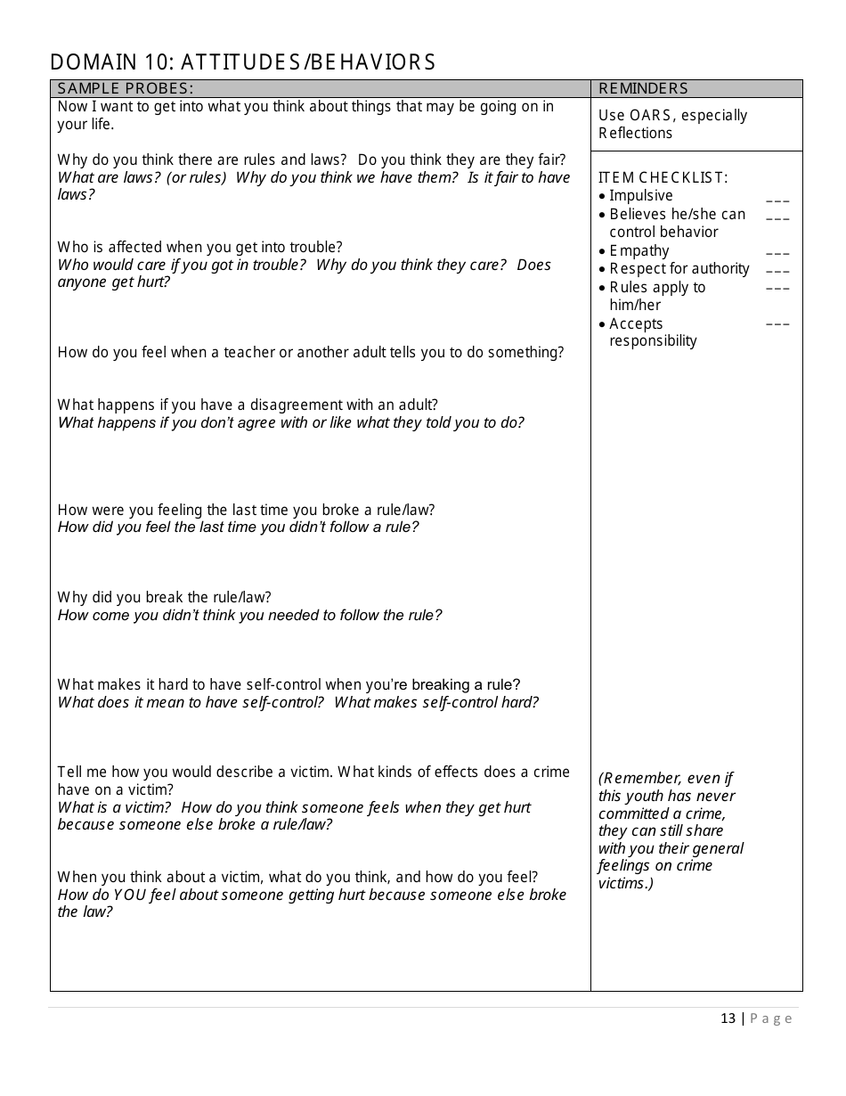 Prevention Assessment Tool - Interview Guide - Florida, Page 13