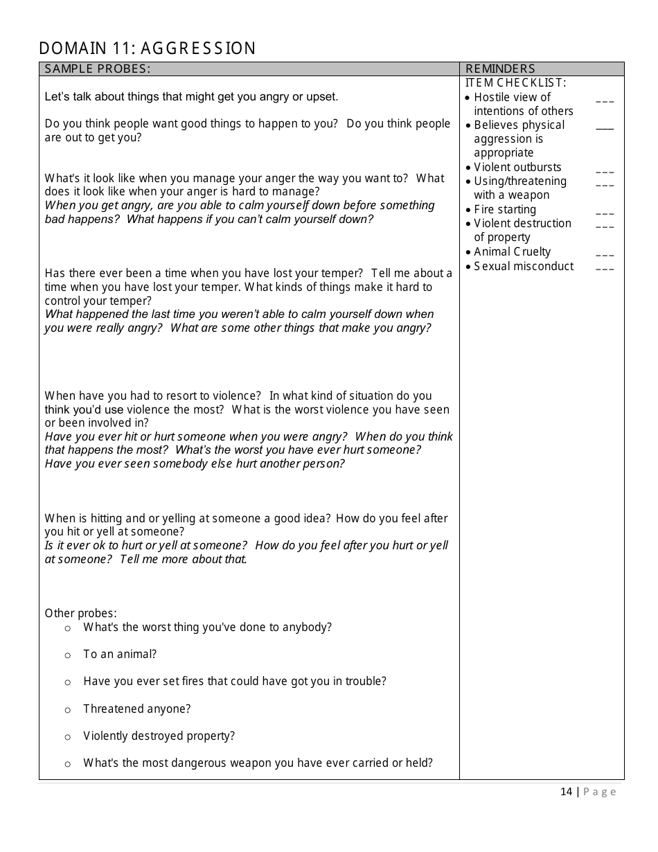 Prevention Assessment Tool - Interview Guide - Florida, Page 14
