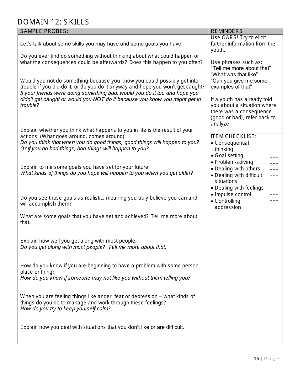 Prevention Assessment Tool - Interview Guide - Florida, Page 15
