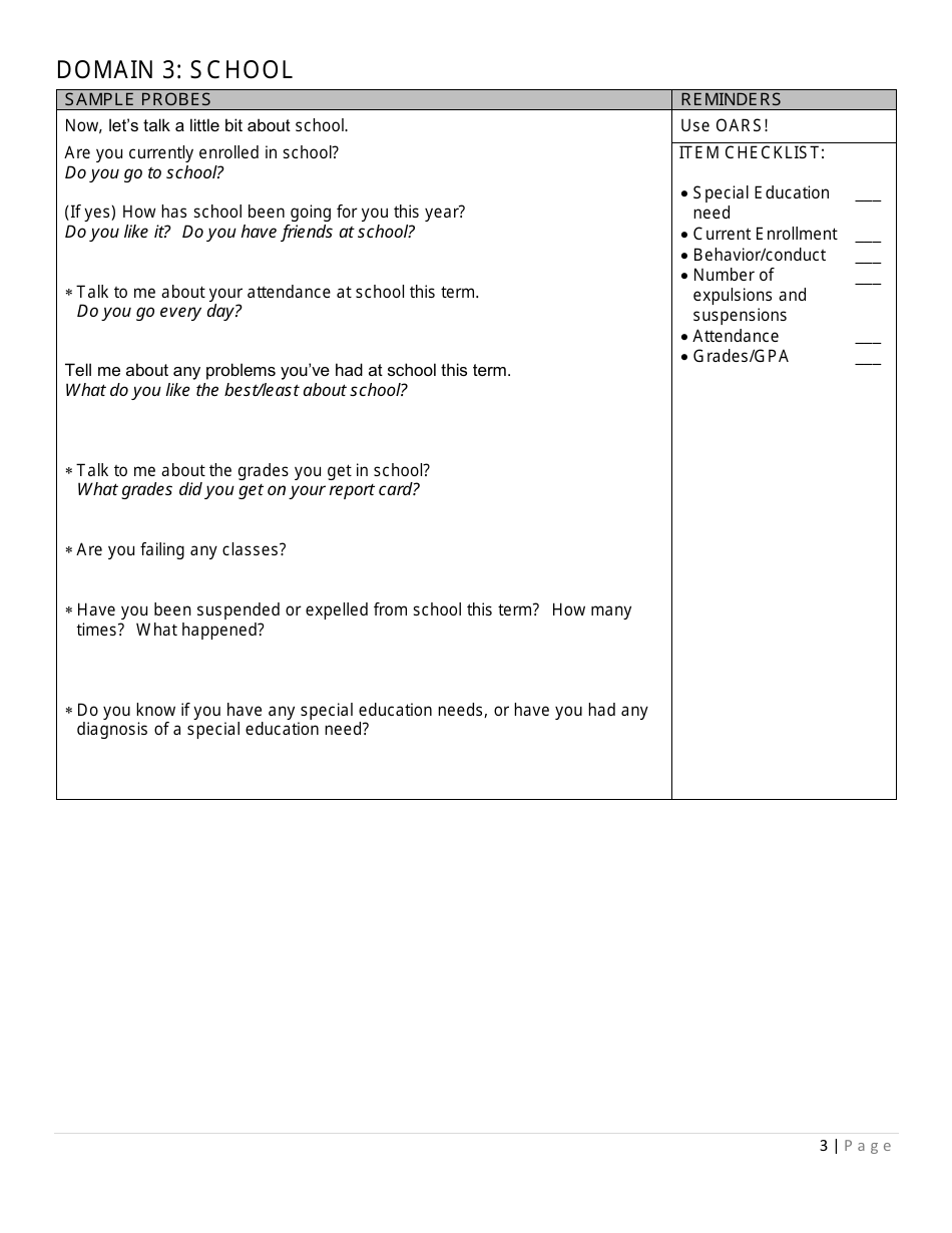 Prevention Assessment Tool - Interview Guide - Florida, Page 3