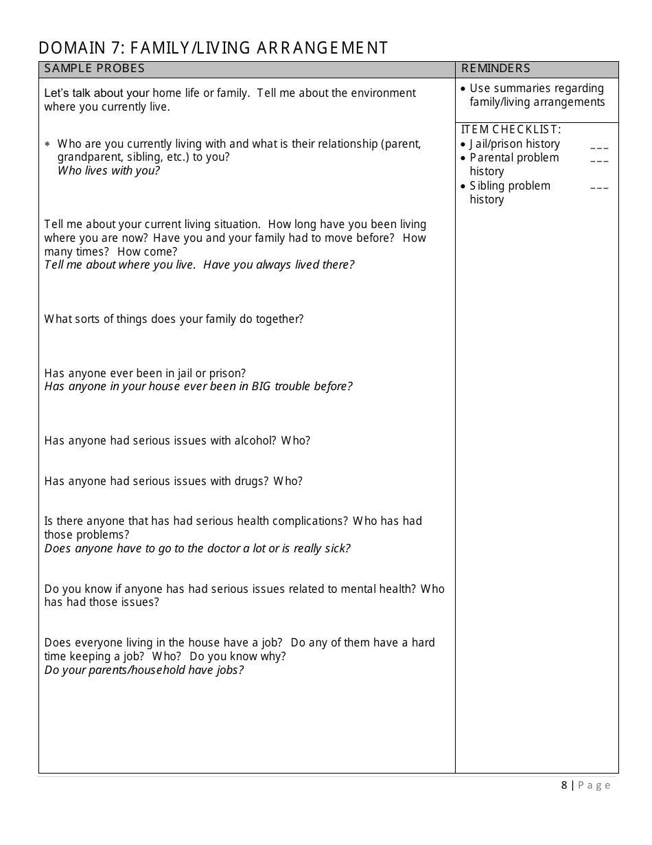 Prevention Assessment Tool - Interview Guide - Florida, Page 8