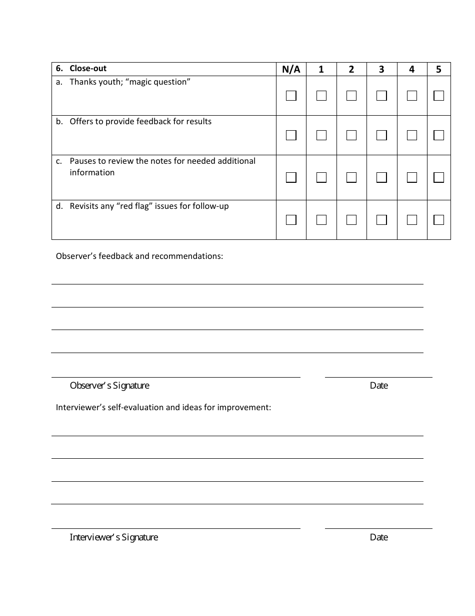 Fidelity Checklist for Rpact Initial Interview - Florida, Page 4