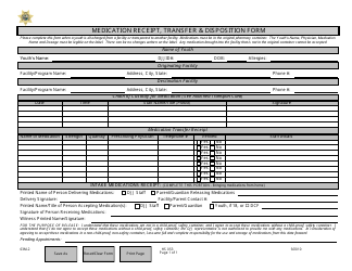 Document preview: DJJ Form HS053 Medication Receipt, Transfer & Disposition Form - Florida