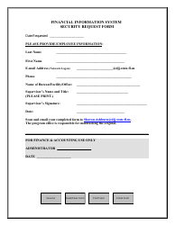 Document preview: Security Request Form - Financial Information System - Florida