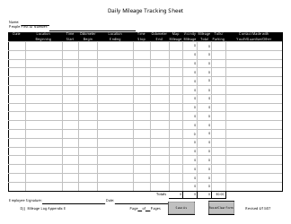 &quot;Daily Mileage Tracking Sheet&quot; - Florida