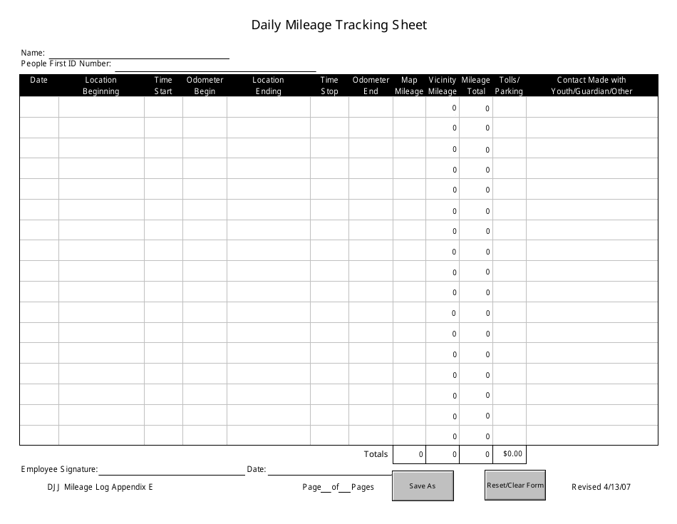 Florida Daily Mileage Tracking Sheet - Fill Out, Sign Online and ...