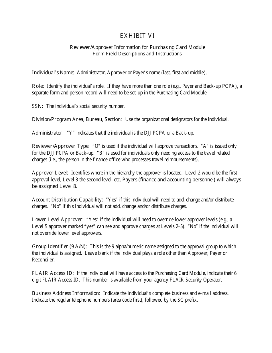Reviewer / Approver Information Form - Florida Purchasing Card Program - Florida, Page 2