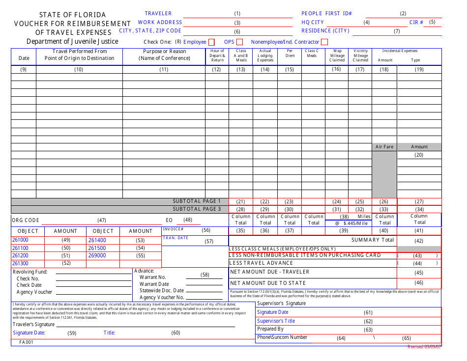 Download Instructions for DJJ Form DFSAA15 Voucher for Reimbursement