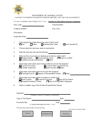 DJJ Form 30 &quot;Support Statement for Notification of Missing, Lost or Stolen Property&quot; - Florida