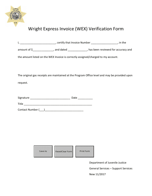 Florida Wright Express Invoice Wex Verification Form Download 