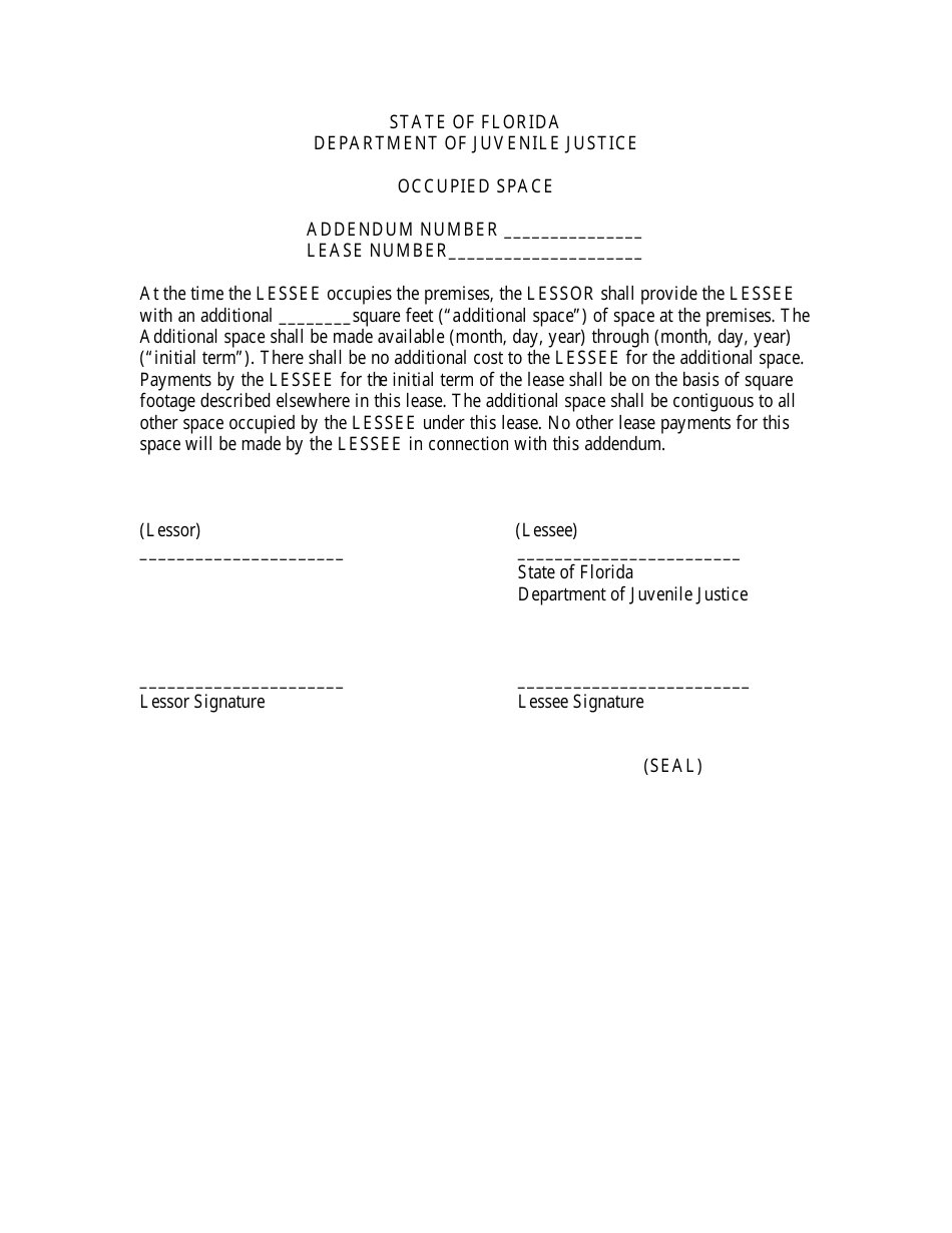 Florida Occupied Space Addendum Form - Fill Out, Sign Online and ...