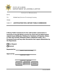 Document preview: Notary Commission Justification Form - Florida