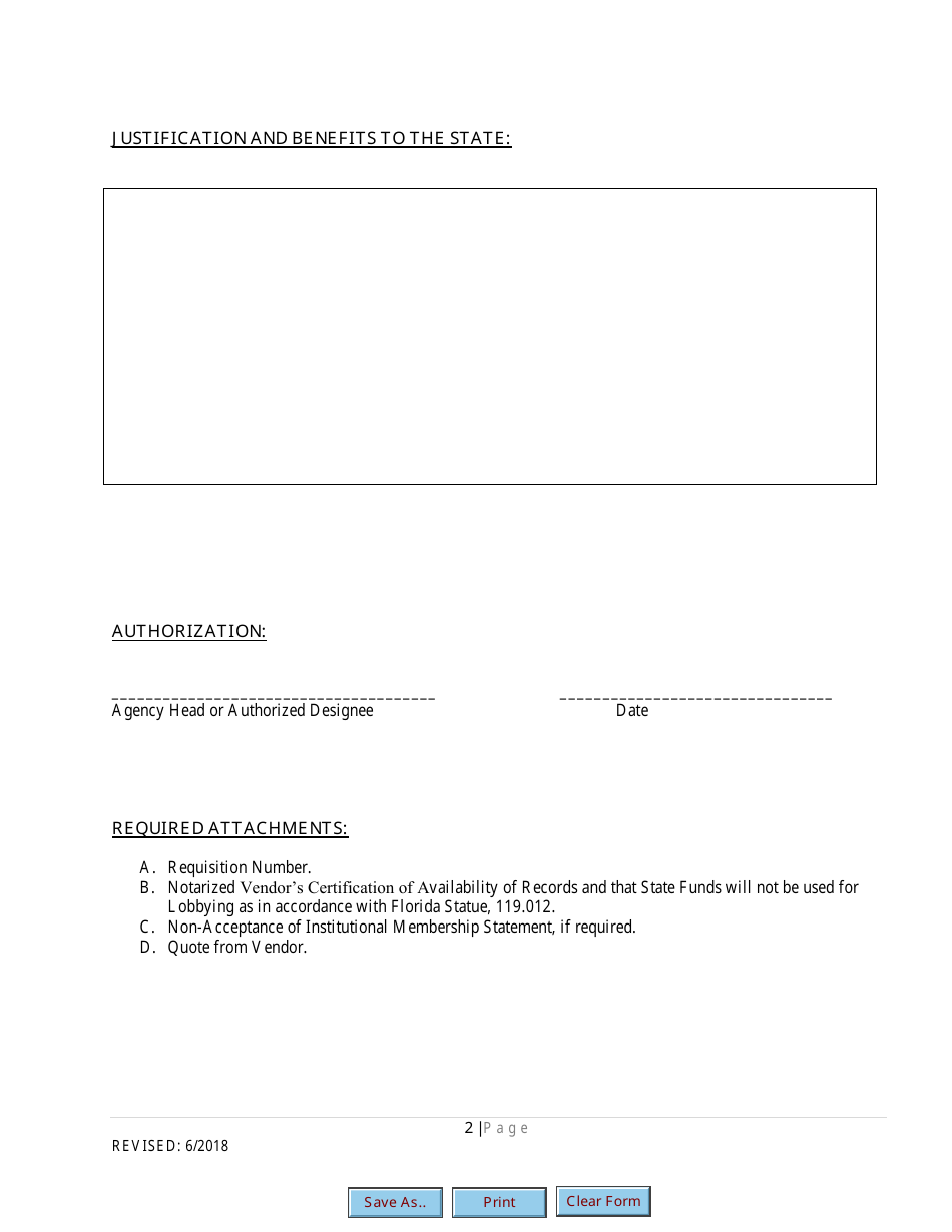 Attachment 1 Request for Advance Payment of Membership Dues in Proffessional or Other Organizations - Florida, Page 2