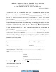 Document preview: Attachment 2 Vendor's Certification of Availability of Records for Public Inspection and That State Funds Will Not Be Used for Lobbying - Florida